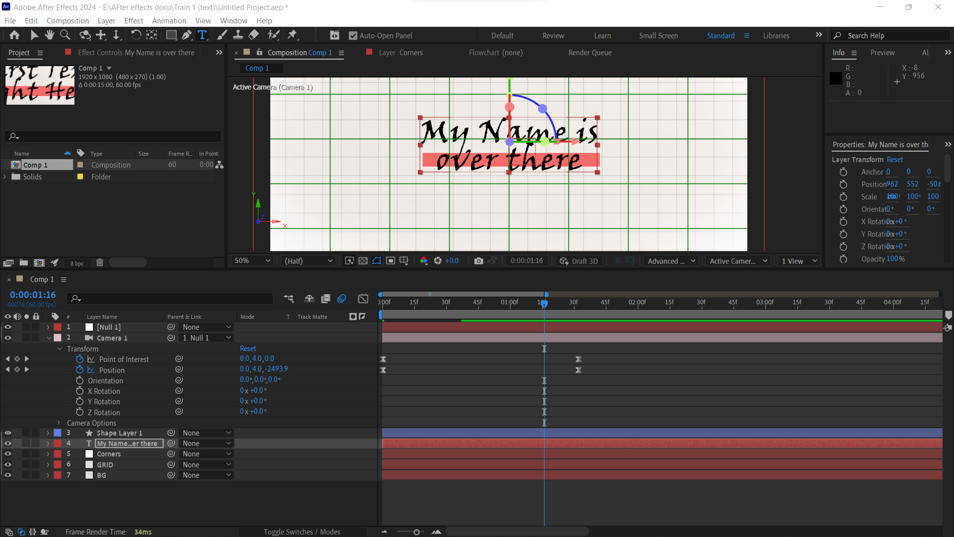 Adobe After Effects motion typography workspace